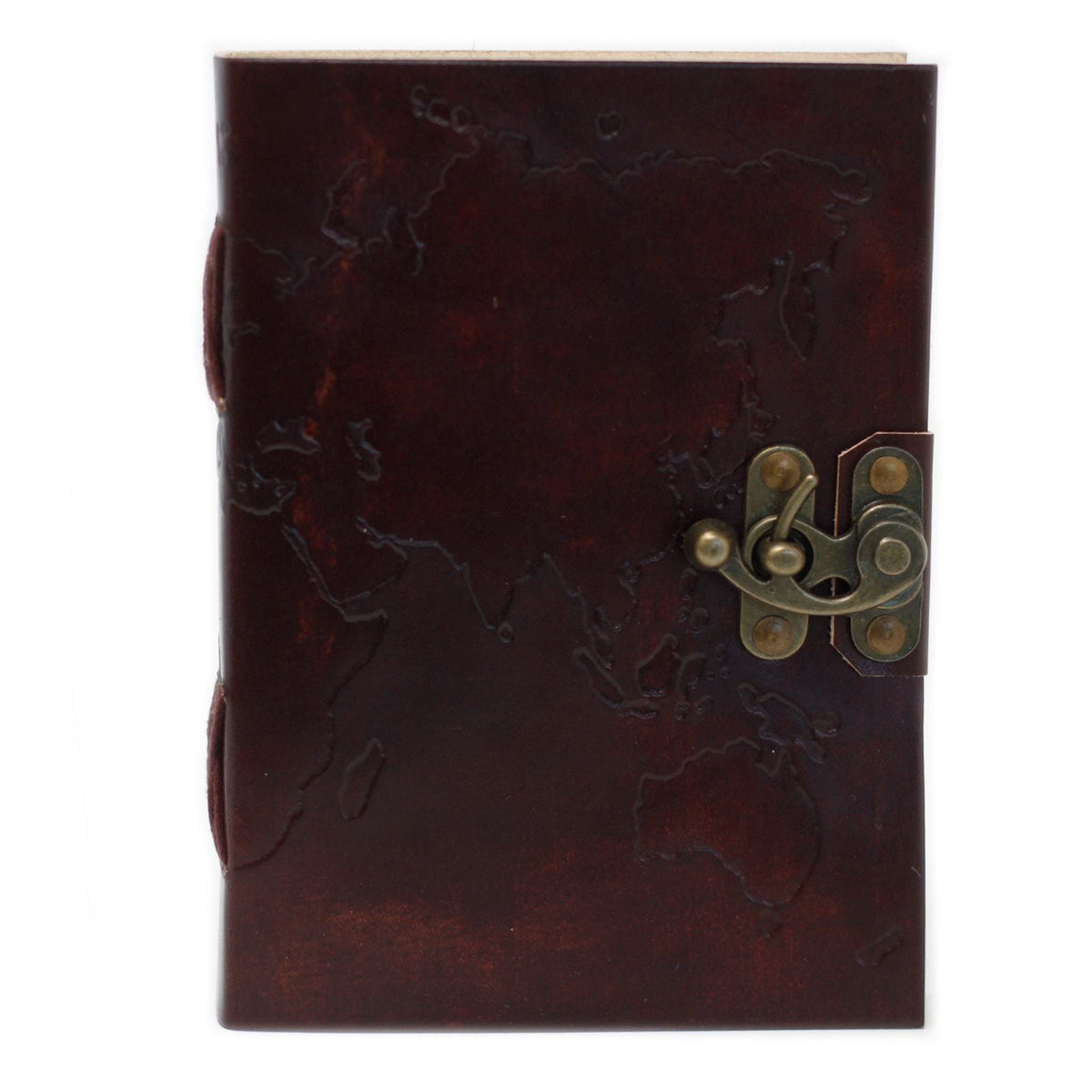 Leather World Map & Stitching Notebook