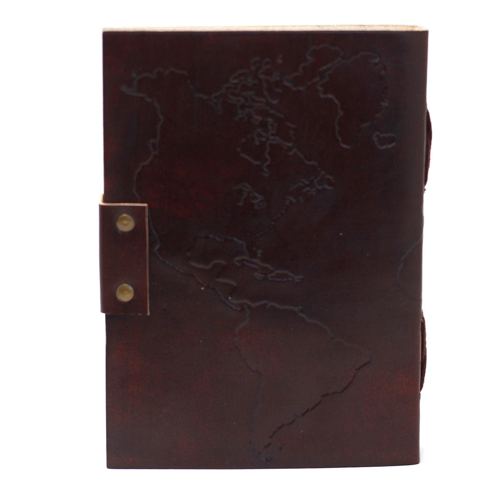 Leather World Map & Stitching Notebook